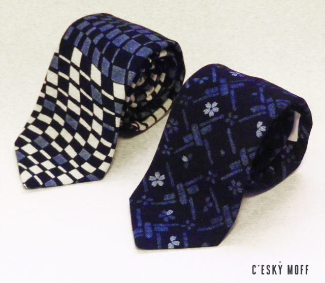 CESKYMOFFのモダン和柄藍染ネクタイ