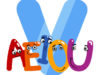 letter v with vowels cartoon illustration